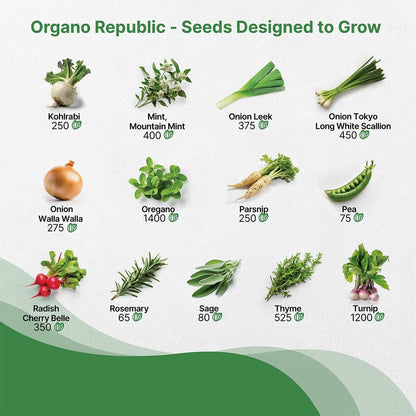Organo Republic 25 Winter Vegetable & Herb Garden Seeds Variety Pack for Outdoors & Indoor Home