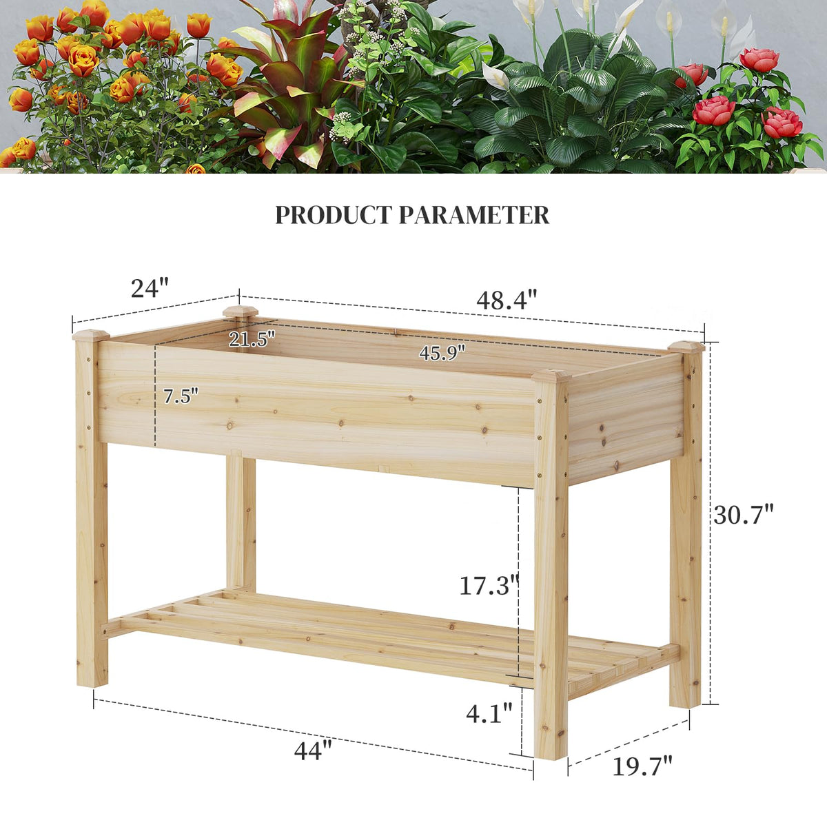 Wooden Planter Elevated Wooden Raised Garden Bed with Legs Planter Box