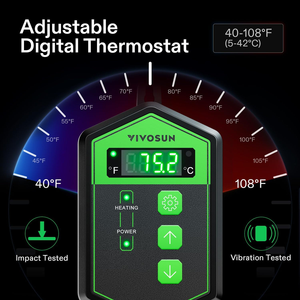 VIVOSUN 10"x 20.75" Seedling Heat Mat and Digital Thermostat Combo Set, UL & MET-Certified Warm