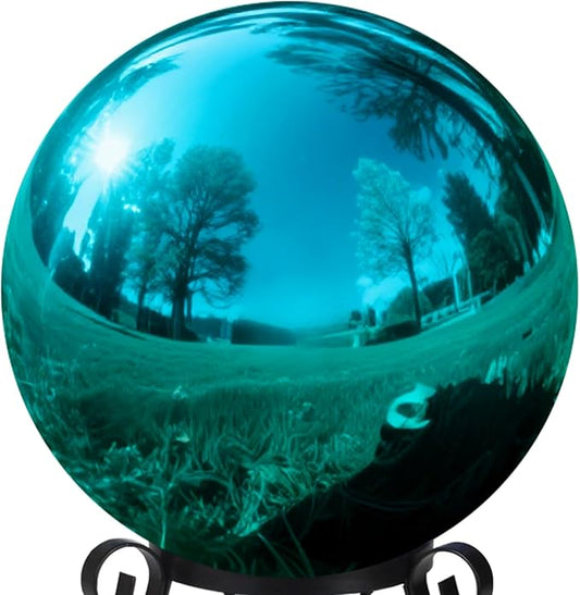 10 Inch Stainless Steel Gazing Globe, Hollow Ball Mirrored Surface Polished Shiny Sphere,Garden