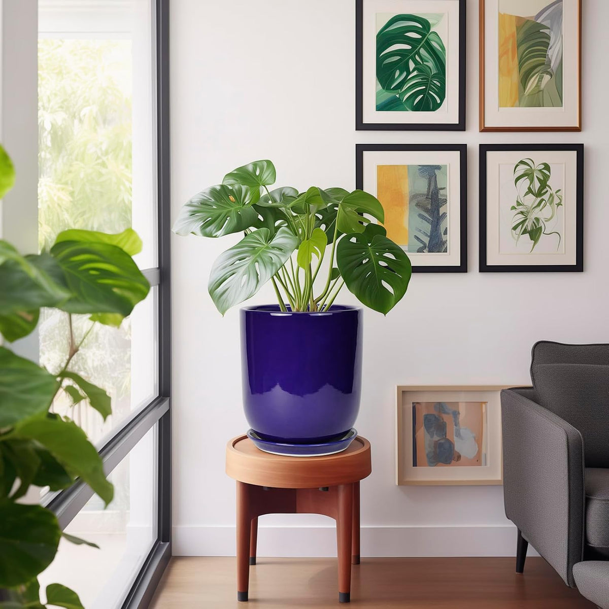 10 Inch Plant Pot - Ceramic Pot for Indoor Plants Large Planter Modern Outdoor Flower Pot with