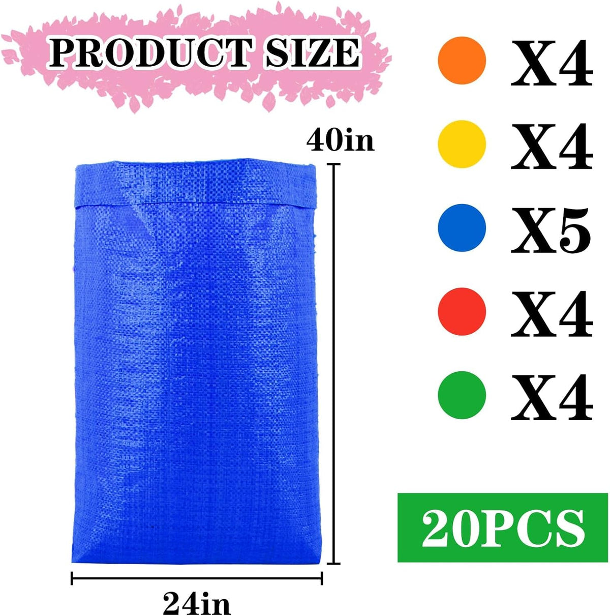 20Pcs Potato Sack Race Bags Large Size Game Race Bag for Carnival Easter Christmas School Outside