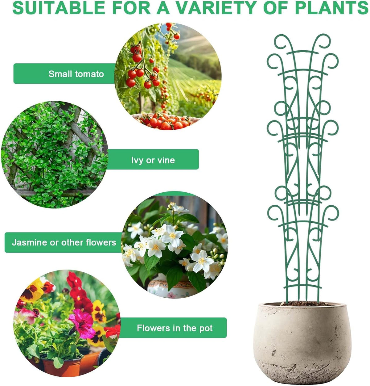 Plant Trellis for Potted Plants 4 Pack Stackable Indoor Outdoor Climbing Houseplant Support with