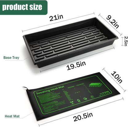 Seed Starter Kit - 10 Pack 1020 Seed Trays with 2 Seedling Heat Mats for Plants (10"x20.5")