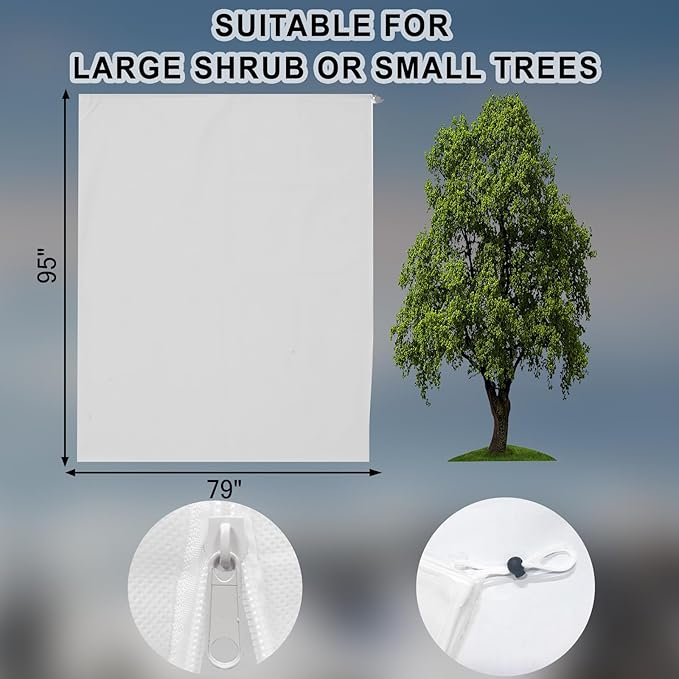 Rohuis Plant Covers Freeze Protection Winter, 2 Packs 95" Hx79 W 2.82oz Huge Tree Blankets Frost