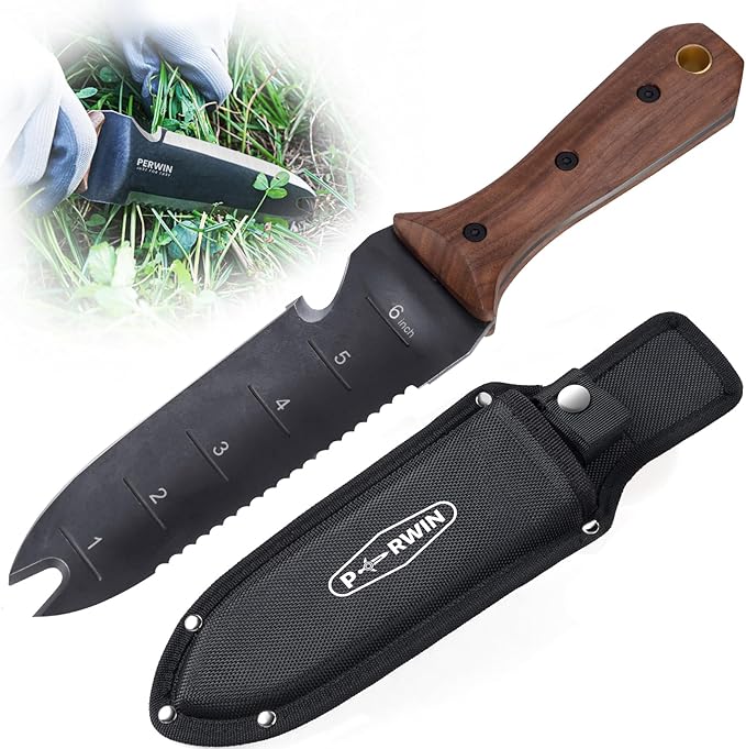 Hori Hori Garden Knife, Garden Tools with Sheath for Weeding,Planting,Digging, 7" Stainless Steel