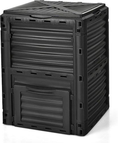 Compost Bin Outdoor, 80 Gallon Garden Compost Bin with Top Lid & Bottom Door, Aerating Outdoor