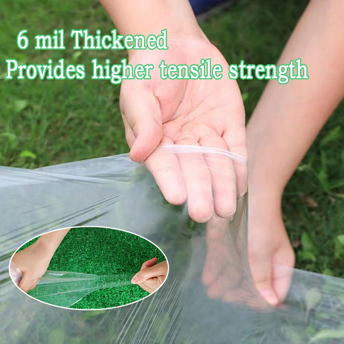 6.5FTx10FT Greenhouse Plastic Sheeting, 6 Mil Thick Clear Polyethylene Film, Waterproof Wind Frost