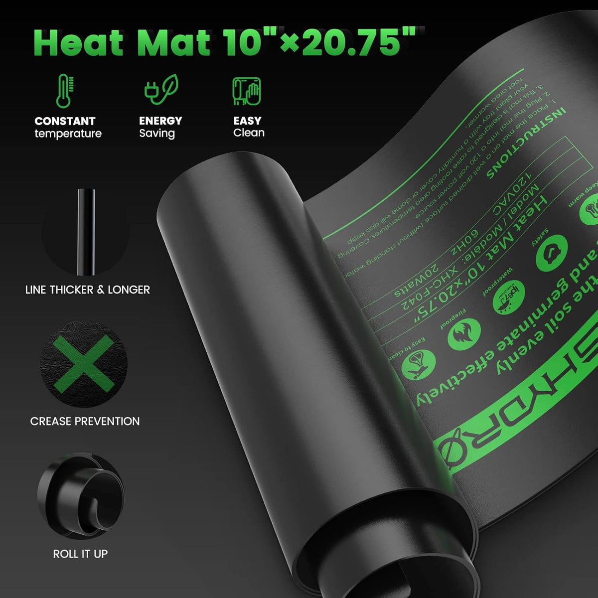 MARS HYDRO 10''x 20.75'' Seedling Heat Mat with Thermostat Combo Set，Heating Pad for for