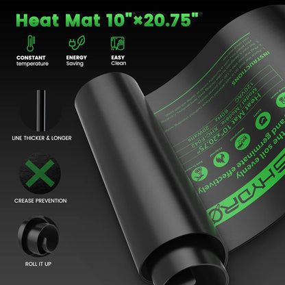 MARS HYDRO 10''x 20.75'' Seedling Heat Mat with Thermostat Combo Set，Heating Pad for for