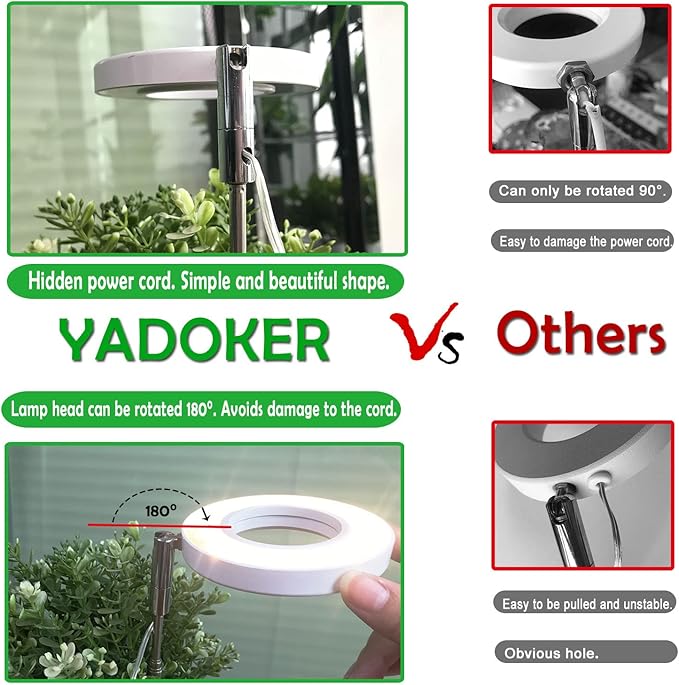 yadoker Plant Grow Light, LED Growing Light Full Spectrum for Indoor Plants,Height Adjustable