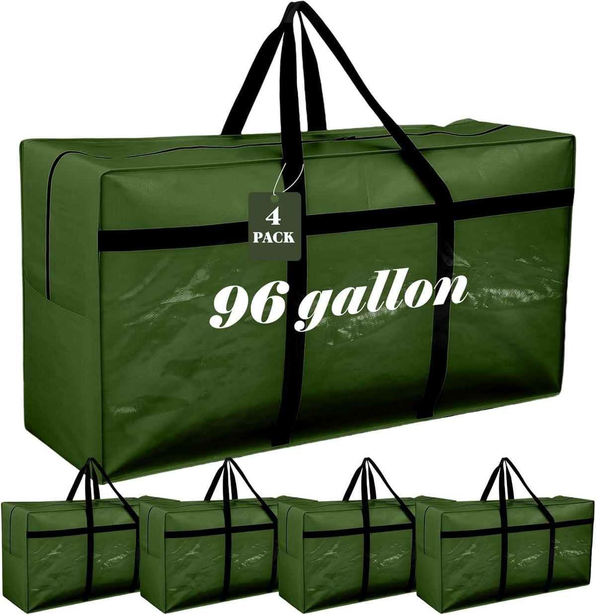 4 Pcs 96 Gallon Large Moving Bags with Zipper and Handles Foldable Storage Duffle Bags Heavy Duty