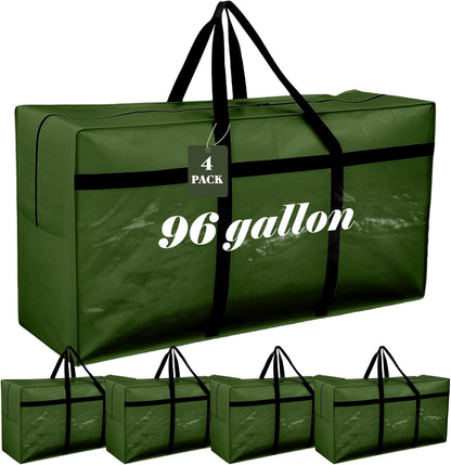 4 Pcs 96 Gallon Large Moving Bags with Zipper and Handles Foldable Storage Duffle Bags Heavy Duty