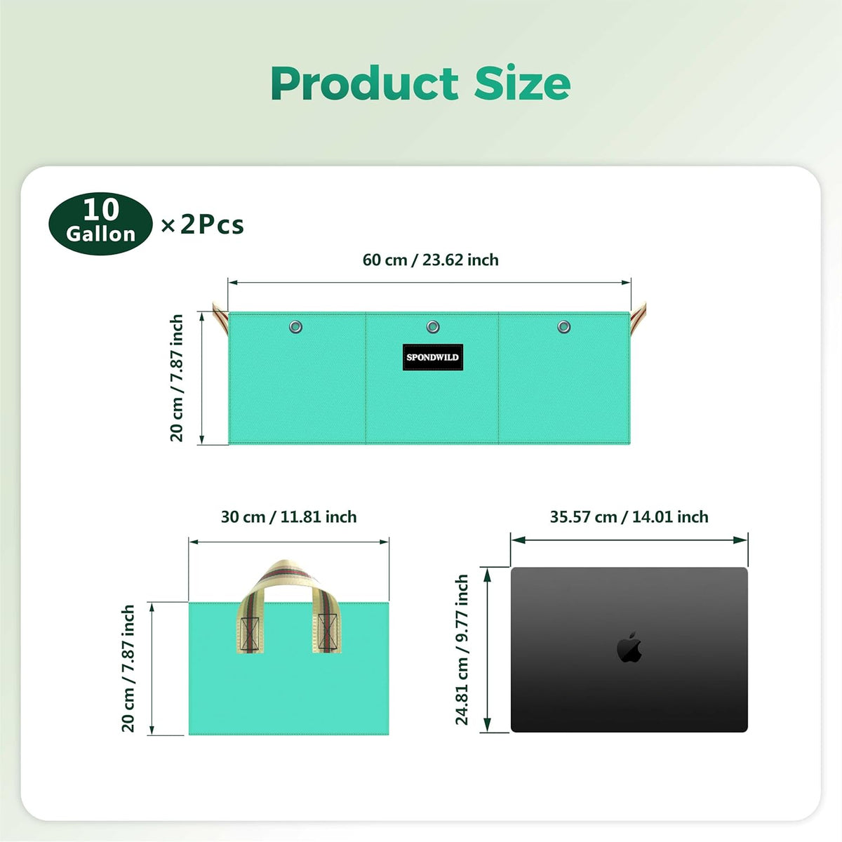 2 Pcs 10 Gallon Rectangle Grow Bags for Growing Potatoes, PE Pots Potato Pots Growing Containers