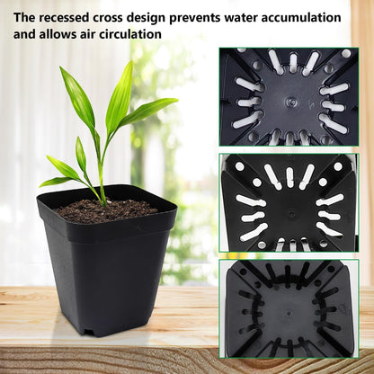 Square Nursery Pots 3" 120Pcs Deep Succulent Plastic Pots Small Flower Planter Seeds Starter