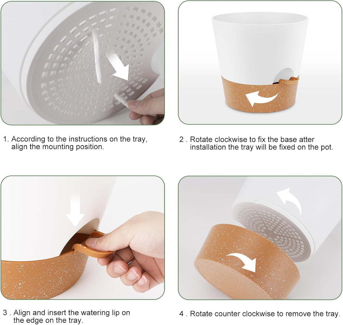 10 inch Plant Pots, Self-Watering Planters with Drainage Holes & Saucers for Indoor and Outdoor