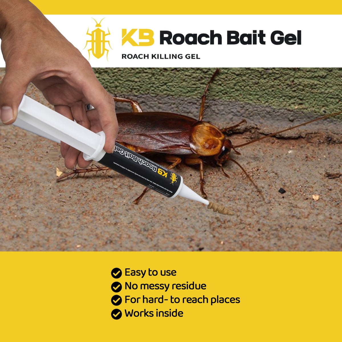 Roach Killer Bait Gel | Pest Control Efficacy for German(99%) & American(97%) Cockroaches | 16