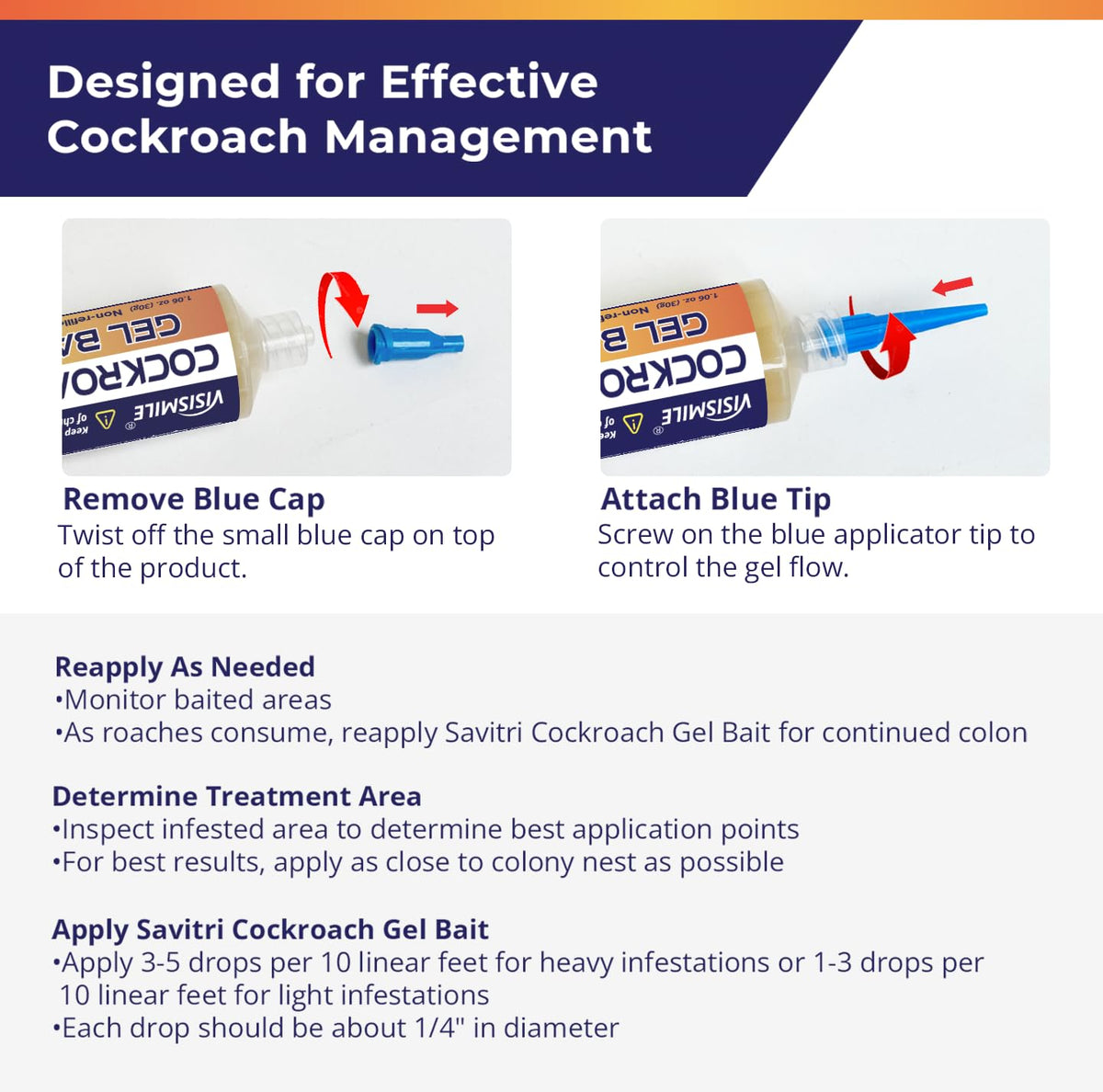 Roach Gel Bait Indoor and Outdoor: Cockroach Killer Repellents for German Cockroaches, Small
