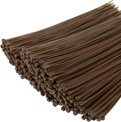 XINGO 1000 PCS Brown Zip Ties 8 Inch, 60 LBS Tensile Strength, Self-Locking Nylon Plastic Nylon