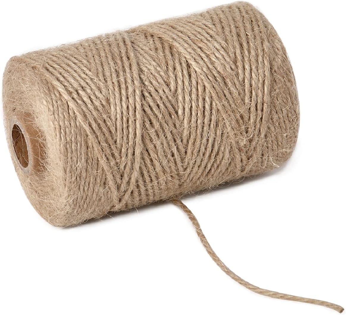 2mm 328 Feet Natural Jute Twine, for Crafts Gift, Craft Projects, Wrapping, Bundling, Packing