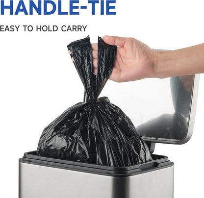 Small Trash Bags with Handles 2.6 Gallon 50 Count Black - Ocean Plastic Upcycling - Plastic Garbage