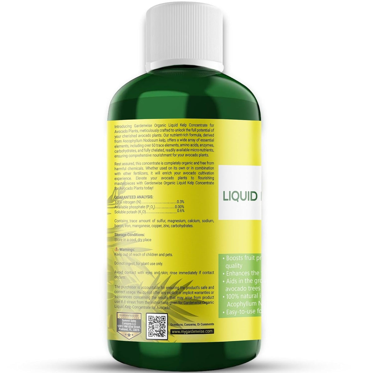 Organic Premium Kelp Seaweed Fertilizer - Liquid Plant Food - Nutrient-Rich Soil Enhancer