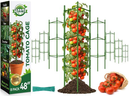 Halatool 8 Pack Tomato Cages for Garden, Up to 48in (4FT) Trellis