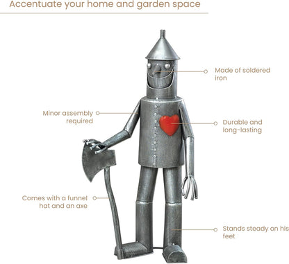 Bits and Pieces - 30 ½” Tall Tin Woodsman with a Heart Garden Statue - Yard Decorations - Outdoor