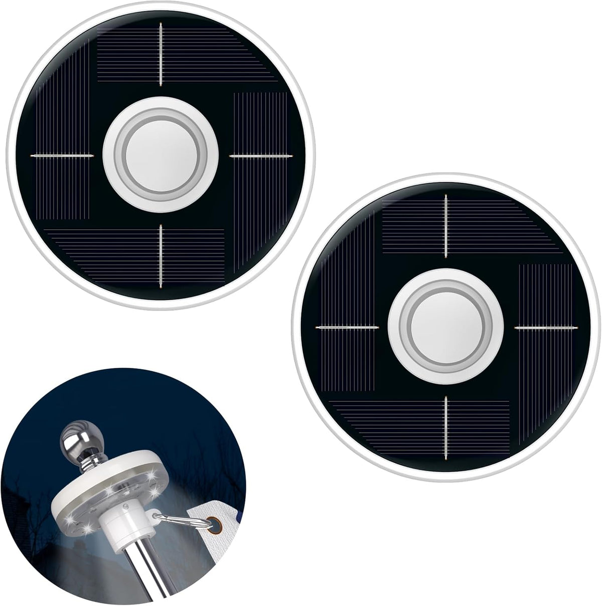 ZMTECH 2PC Solar Light for Flag Pole, Waterproof Outdoor Lighting for 5-10FT Flagpoles, Auto On/Off