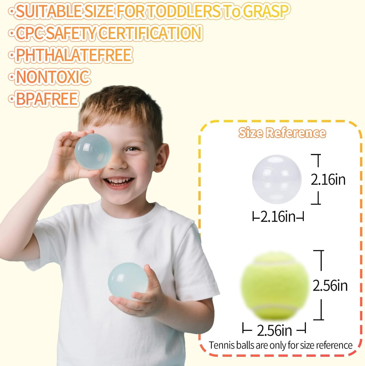 Ball Pit Balls for Kids, Plastic Refill 2.2 Inch Balls, 100 Pack, Bright Colors, Phthalate and BPA