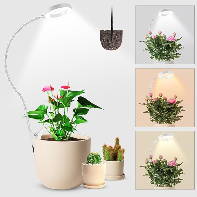 Wolezek 2 in 1 Grow Lights for Indoor Plants, 3 Colors Plant Lights for Indoor Growing with 360°