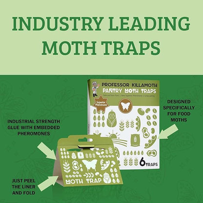 Superior Pantry Moth Traps 6-Pack with Pheromones Prime | No Insecticides | Safe, Non-Toxic and