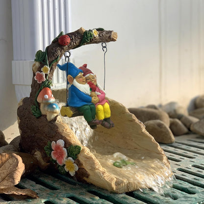 Gnome On The Swing Gutter Downspout Extension Decoration,Rain Downspout Diverter Garden