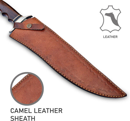 17 Inch D2 Large Bowie Knife with Sheath, Fixed Blade Hunting Knife, used for Bushcraft, Outdoor