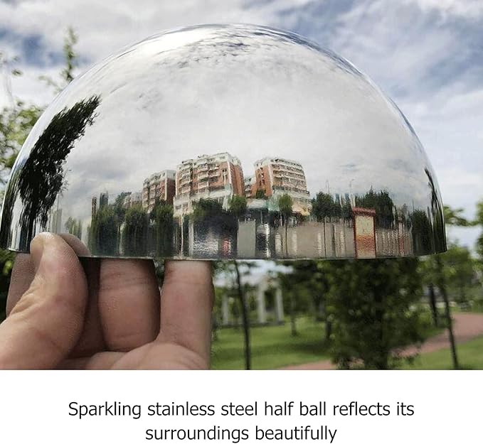 YARDWE 3pcs Gazing Ball Stainless Steel Hollow Ball Half Round Ball Mirror Ball Outdoor Hemisphere