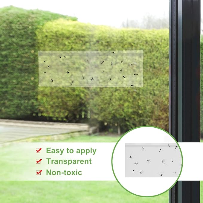 150 Pack Window Fly Trap, Fruit Fly Traps Indoors, Fly Paper Sticky Strips, Fly Traps for Indoors