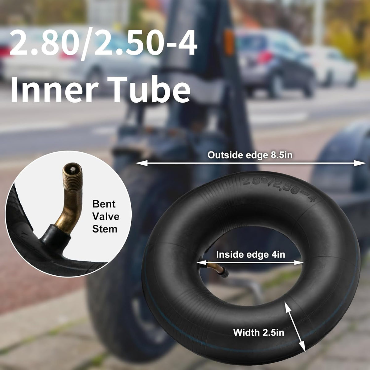 2.80/2.50-4" Inner Tubes, 2 Pack Heavy Duty 2.80 2.50-4/280/250-4 Replacement Tire Inner Tube with