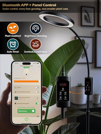 Smart Grow Lights for Indoor Plants,24W Plant Light with Auto-Timer,Full Spectrum LED Grow Light