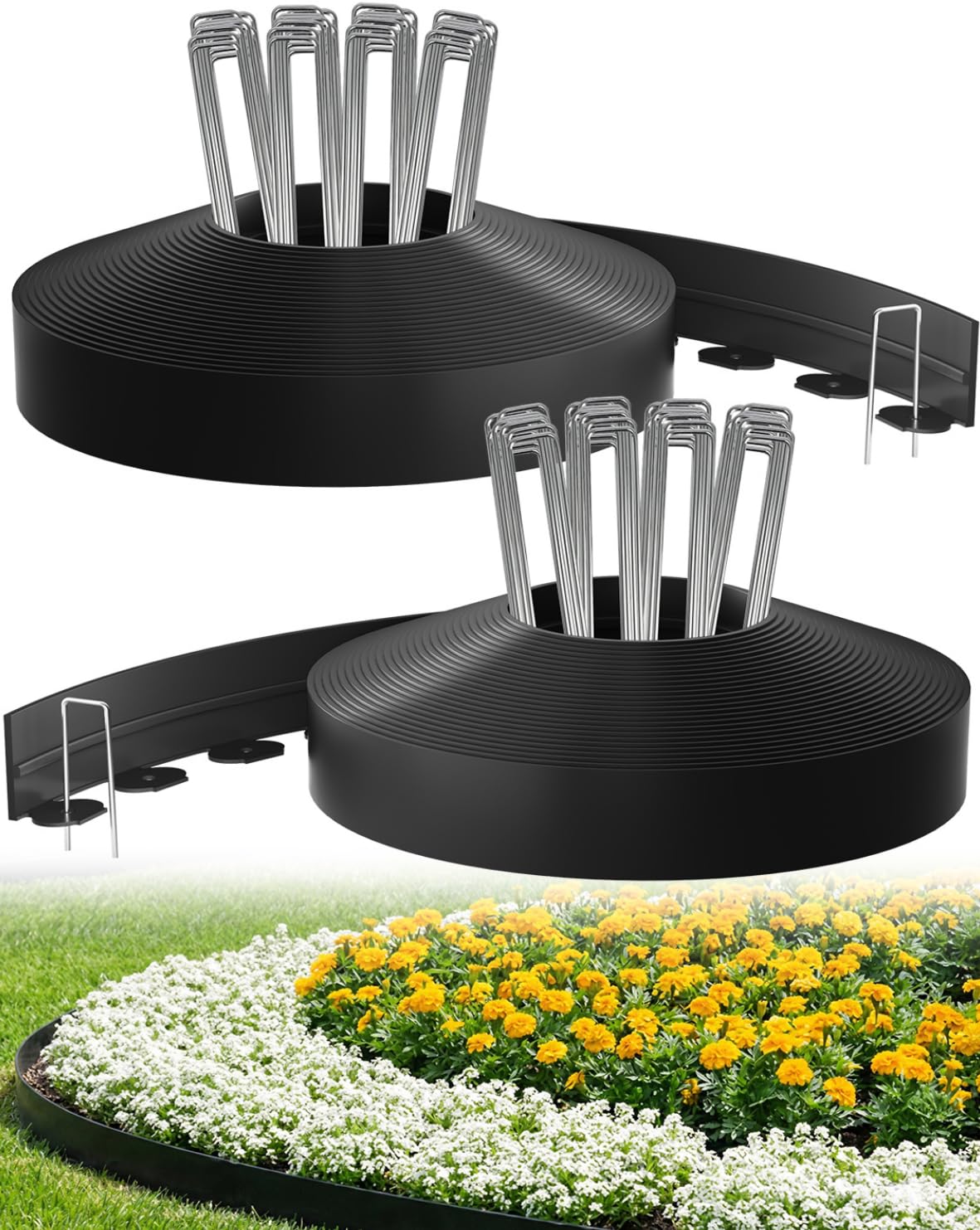 Bluepro Landscape Edging, 2 Inch 100 ft Garden Border Edging Upgraded with 150 Steel Stakes