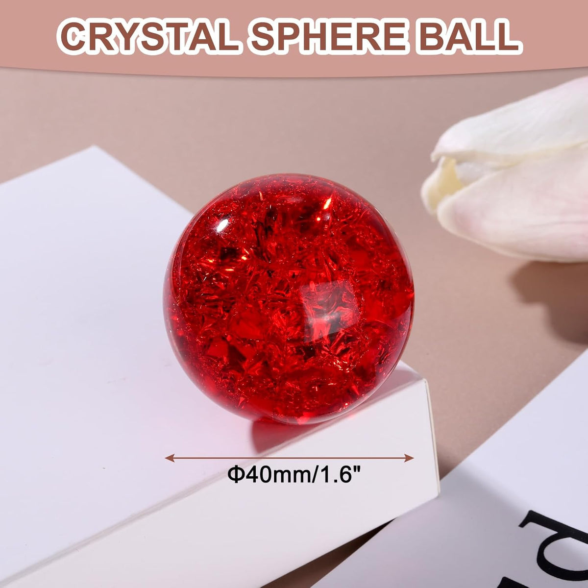 uxcell 40mm/1.6" Crystal Sphere Ball Ice Cracked Glass Solid Decorative Sphere Crystal Ball Prop