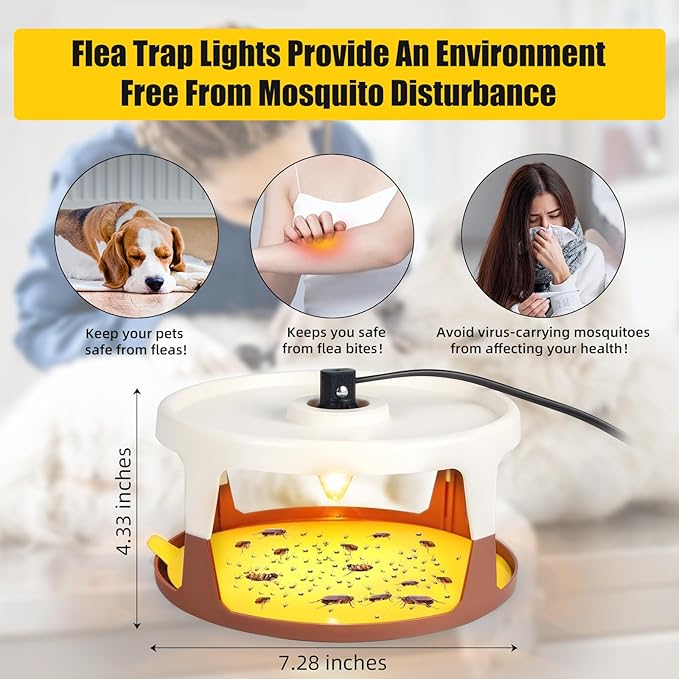 4 Pack Flea Traps for Inside Your Home, Flea Light Trap for Indoor Flying Insect Control Trapper