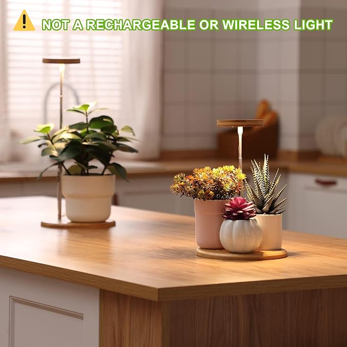 Plant Grow Light for Indoor Plant,Bamboo Mini LED Grow Light Garden,Height Adjustable,Automatic