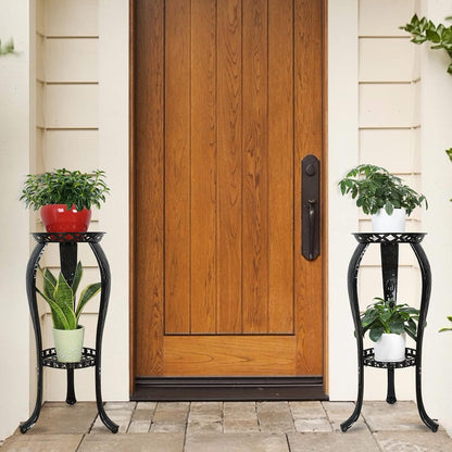 Ufine 2 Tier Metal Plant Stand Indoor Outdoor Iron Art Flower Pot Holder Tall Plant Display Rack