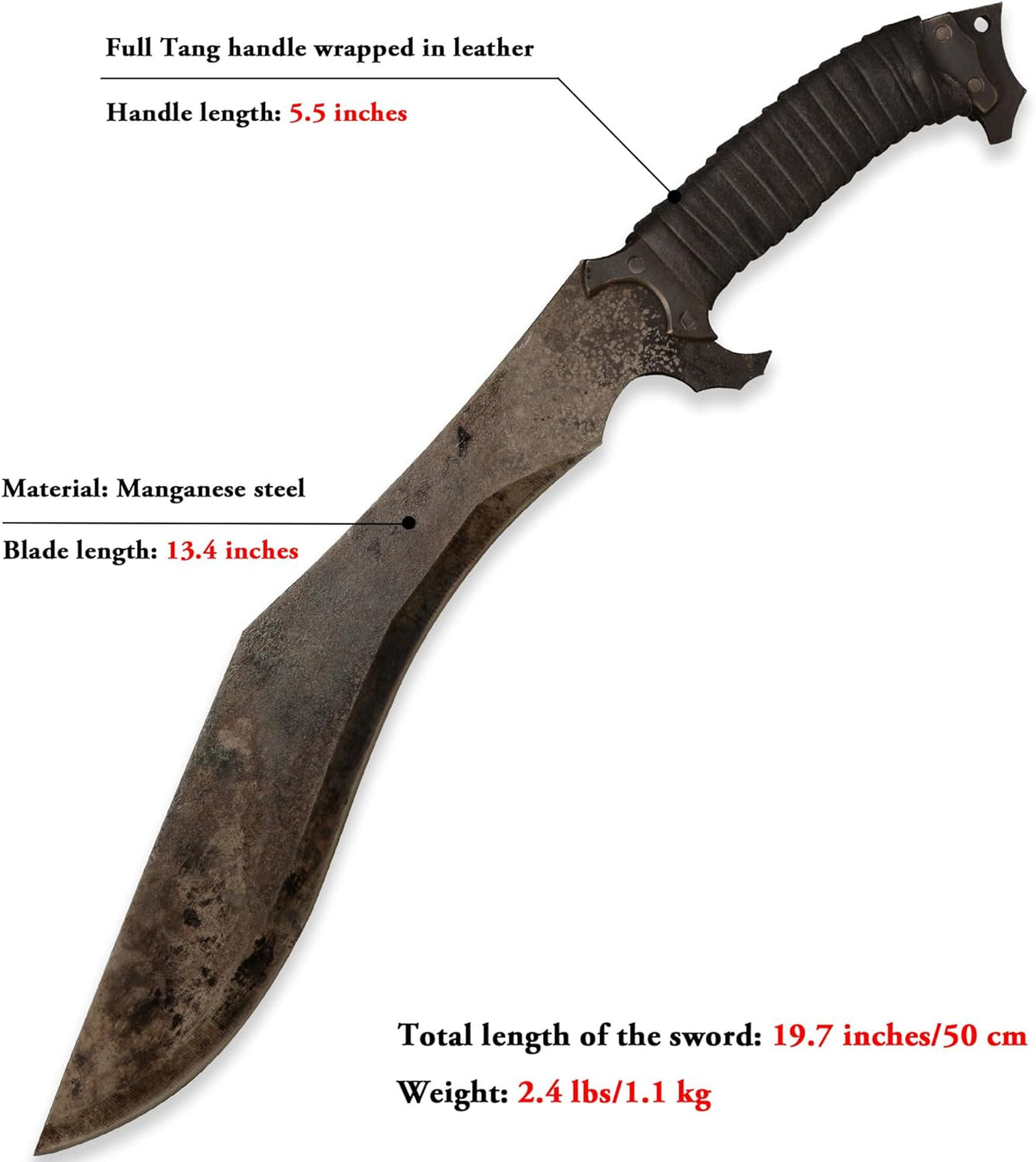 SV Handmade cast Manganese Steel Chopping Blade Sword, Full Tang, Outdoor, Hunting, Camping
