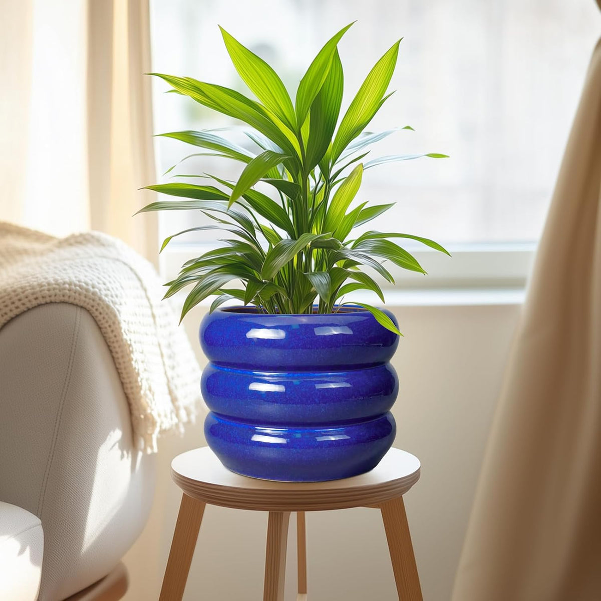 SQOWL 8 Inch Plant Pot - Ceramic Planter Indoor Plant Pot with Drainage Hole Outdoor Flower Pot