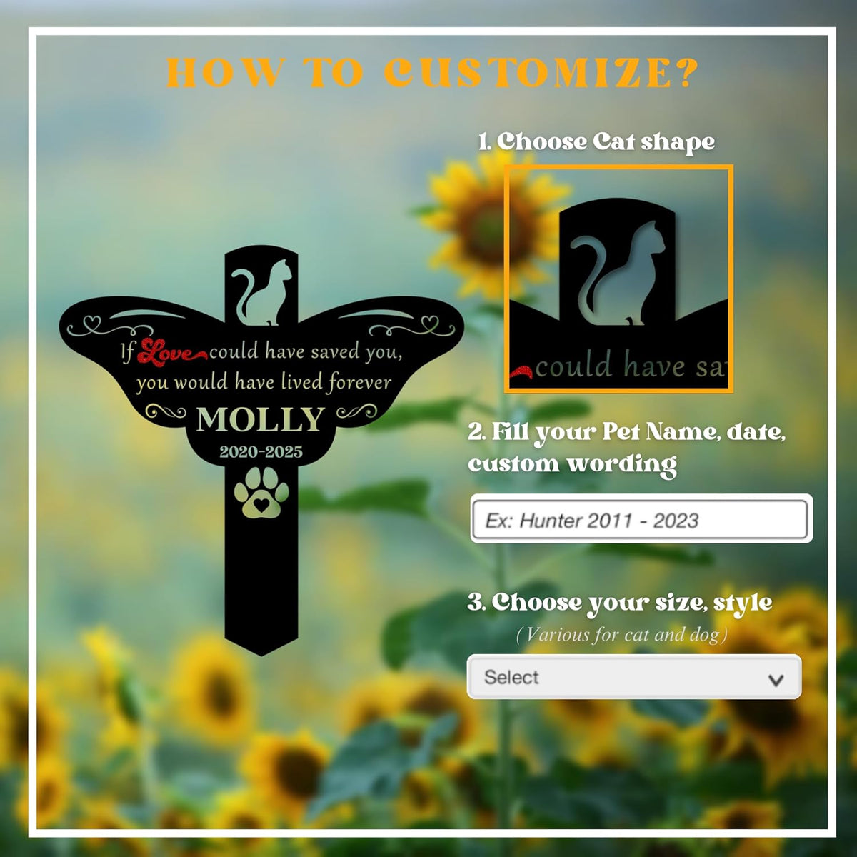 Custom Cat Grave Markers Outdoor | Personalized Pet Grave Markers| Memorial Headstone for Cat with