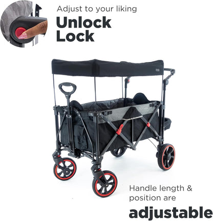 Creative Outdoor Push Pull All-Terrain Collapsible Folding Stroller Wagon for Kids, 150lbs Weight