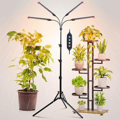 4Head Grow Lights for Indoor Plants, Seed Starting, Vegetables, Bonsai with Tripod Stand and Auto
