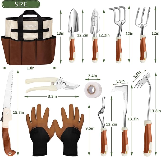 Garden Tool Set, 12 Pcs Heavy Duty Floral Gardening Tools Kit with Gardening Hand Weeder Tools