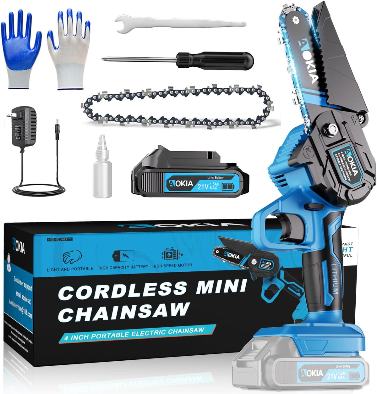 Cordless Mini Chainsaw 21V,4In Electric Chainsaw,Handheld & Portable Power Chain Saw for Tree